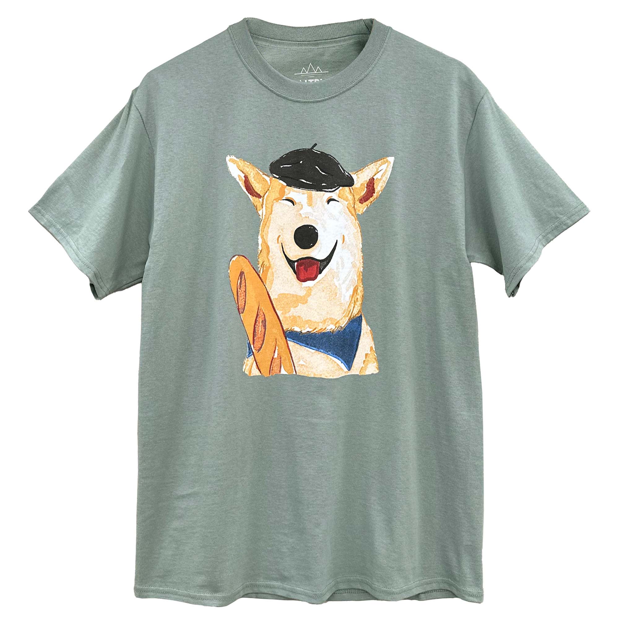 French Dog With Baguette graphic tee