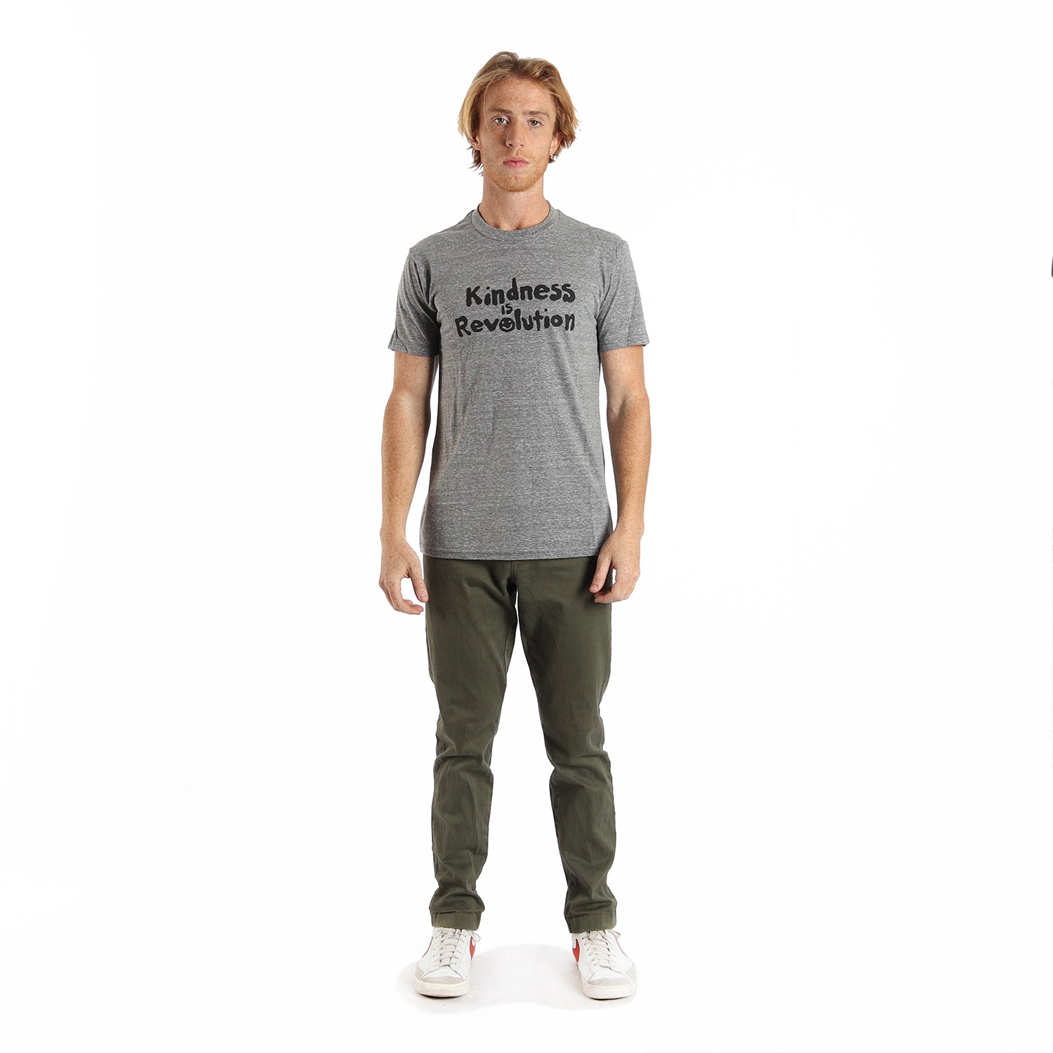 Kindness is Revolution, gray graphic tee