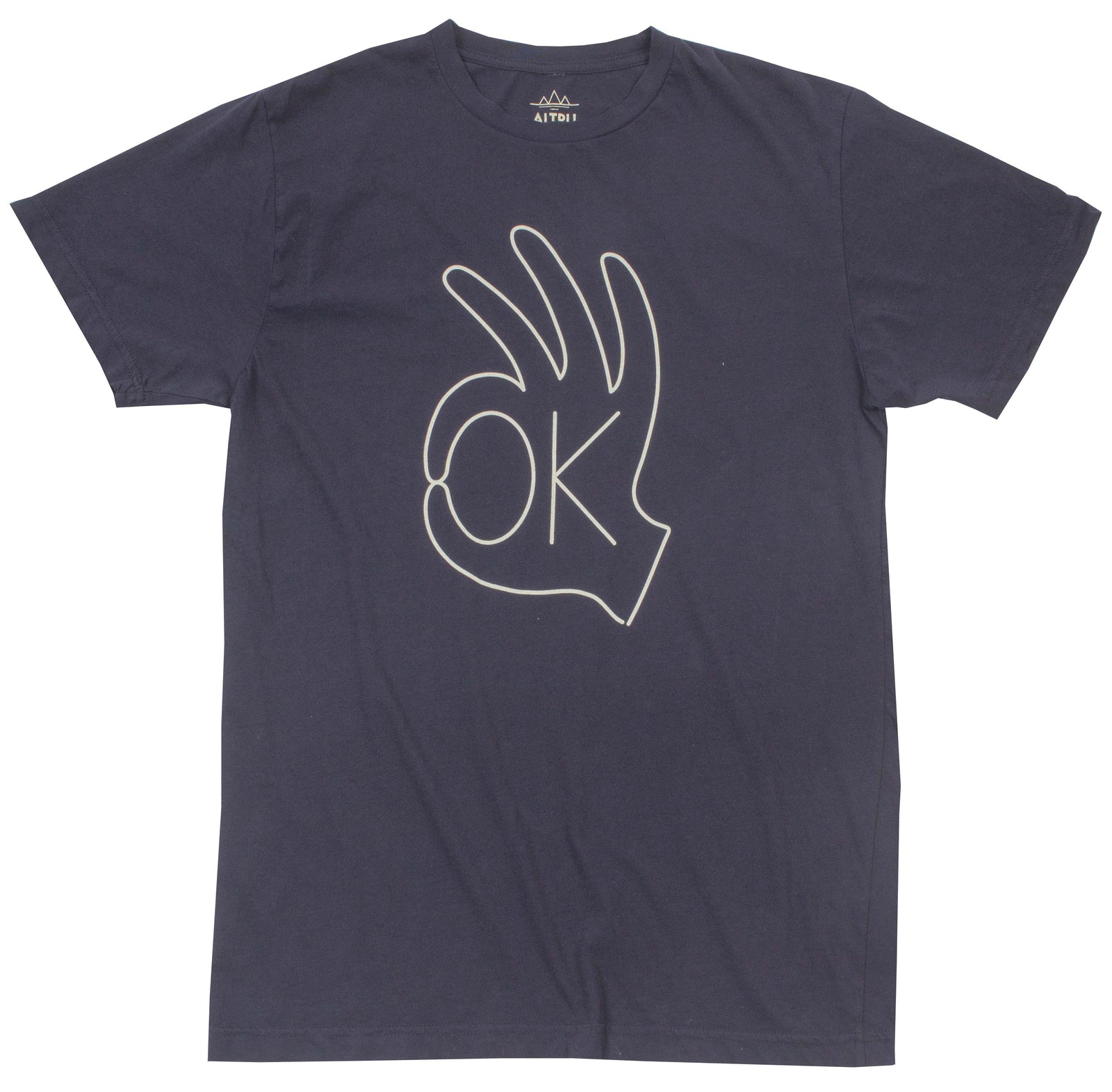 OK Hand on navy graphic tee