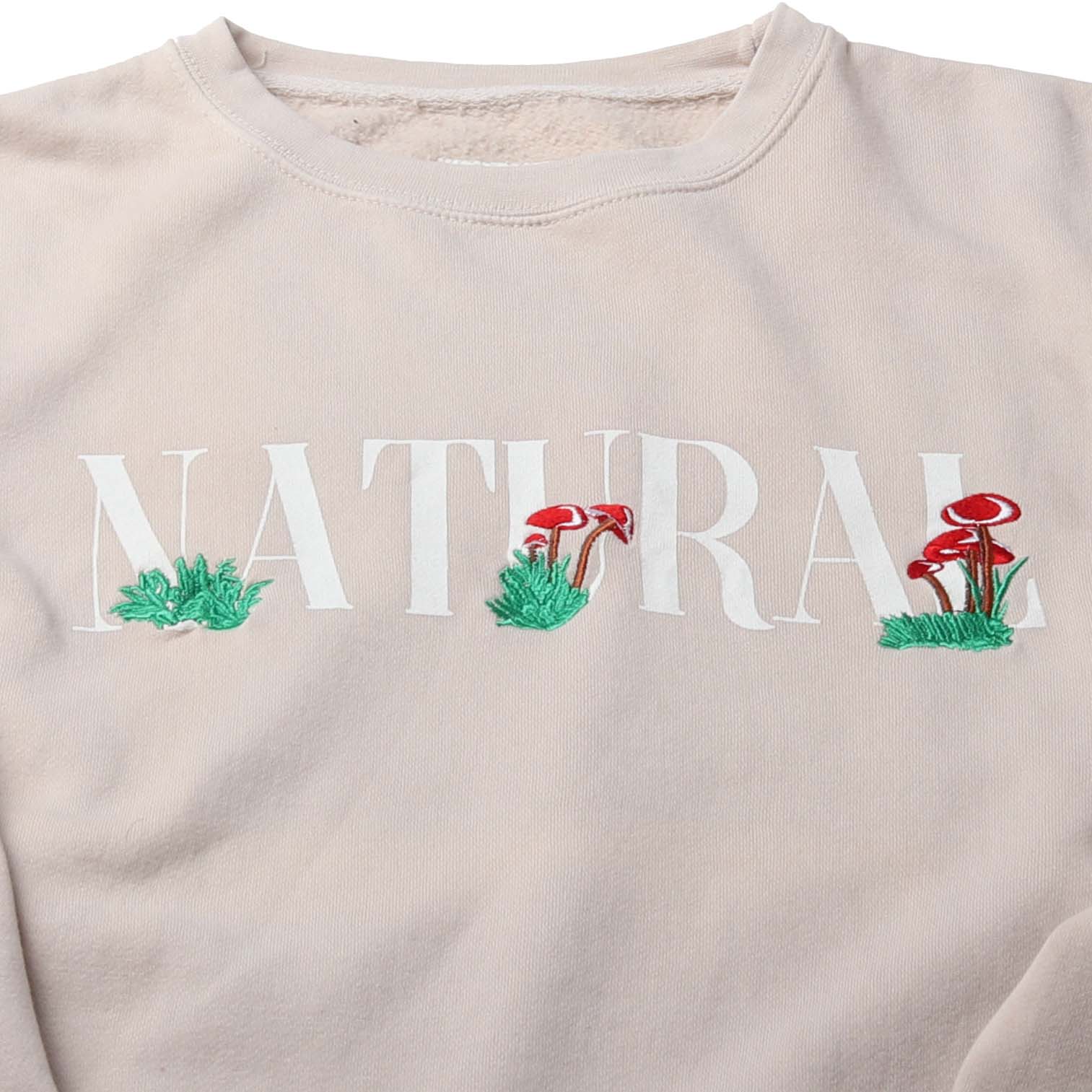 Embroidered Mushroom Fleece Crewneck Sweatshirt