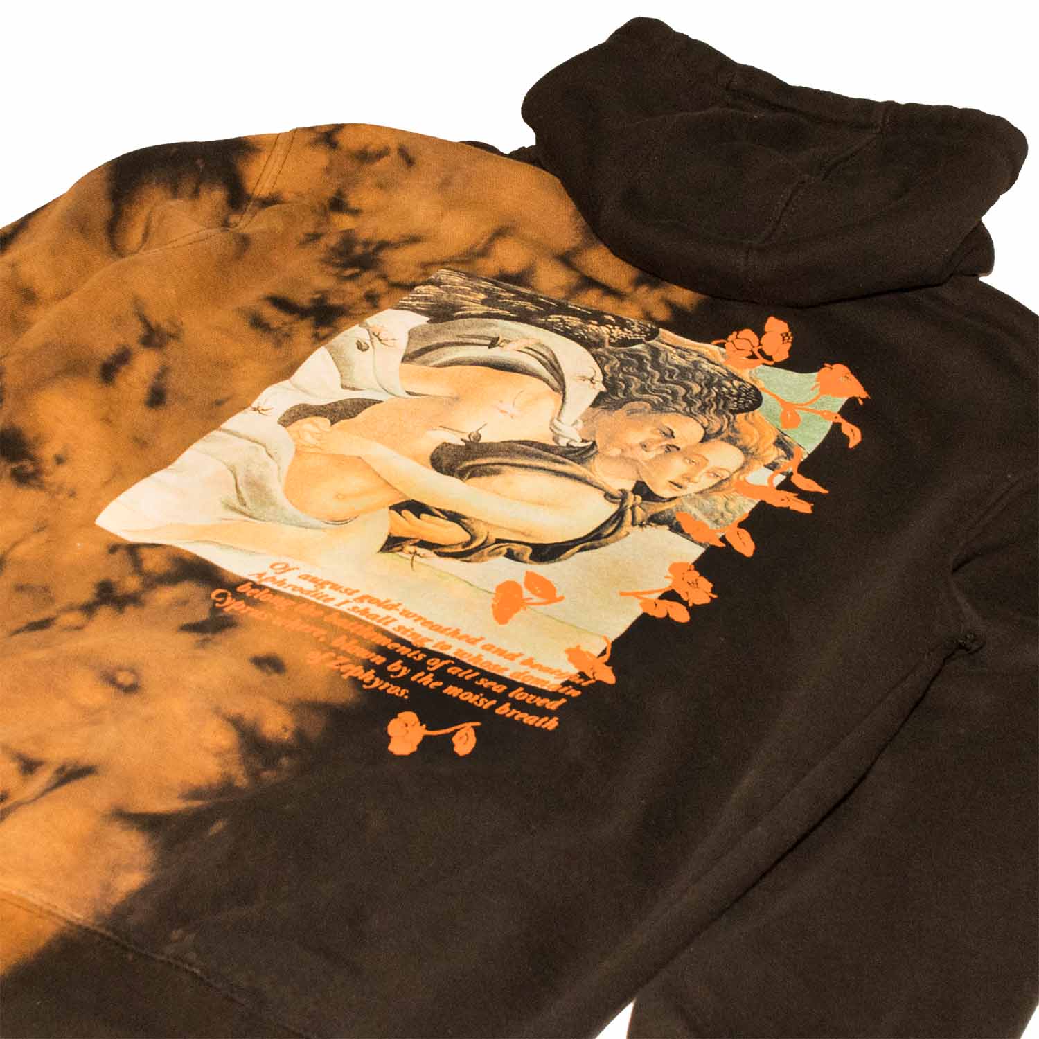 Altru Men s Botticelli Puff Ink Graphic Hoodie Black Bleach Fleece