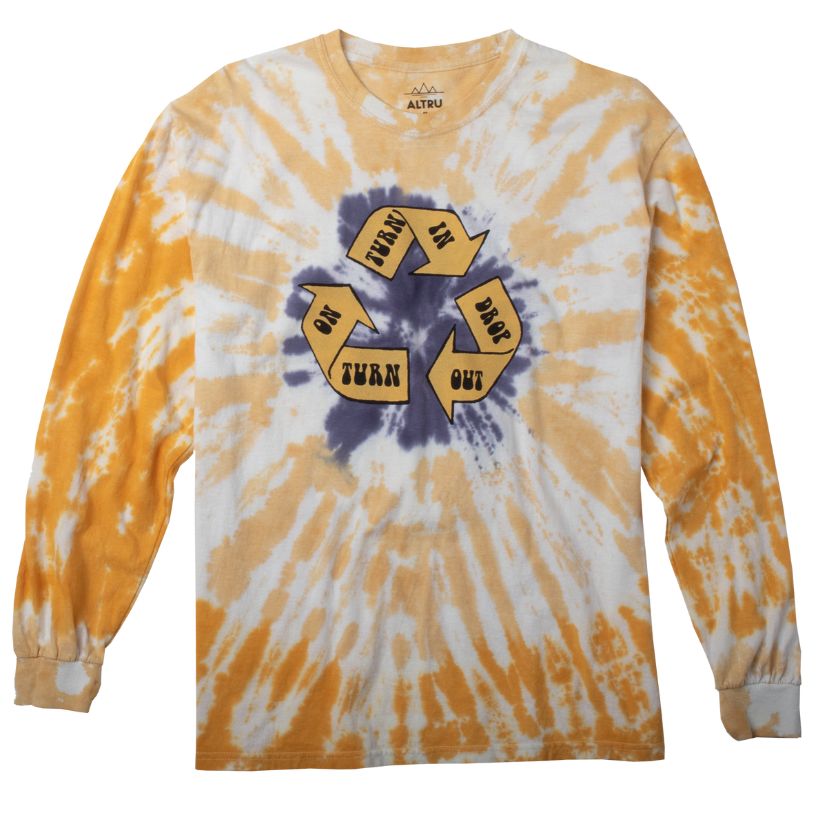 Turn on tie dye long sleeve graphic tee