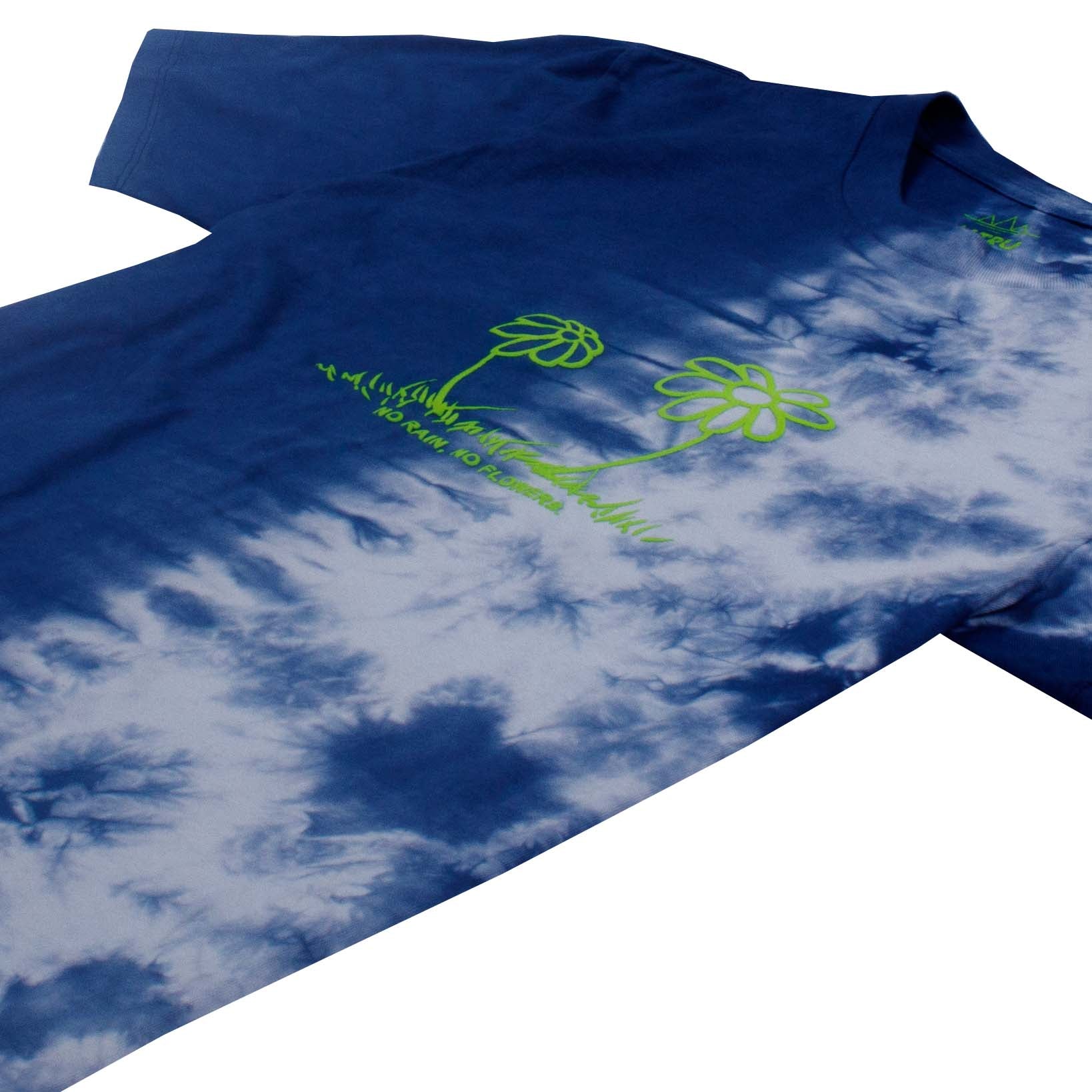 NO RAIN NO FLOWER puff ink HALF tie-dye tee