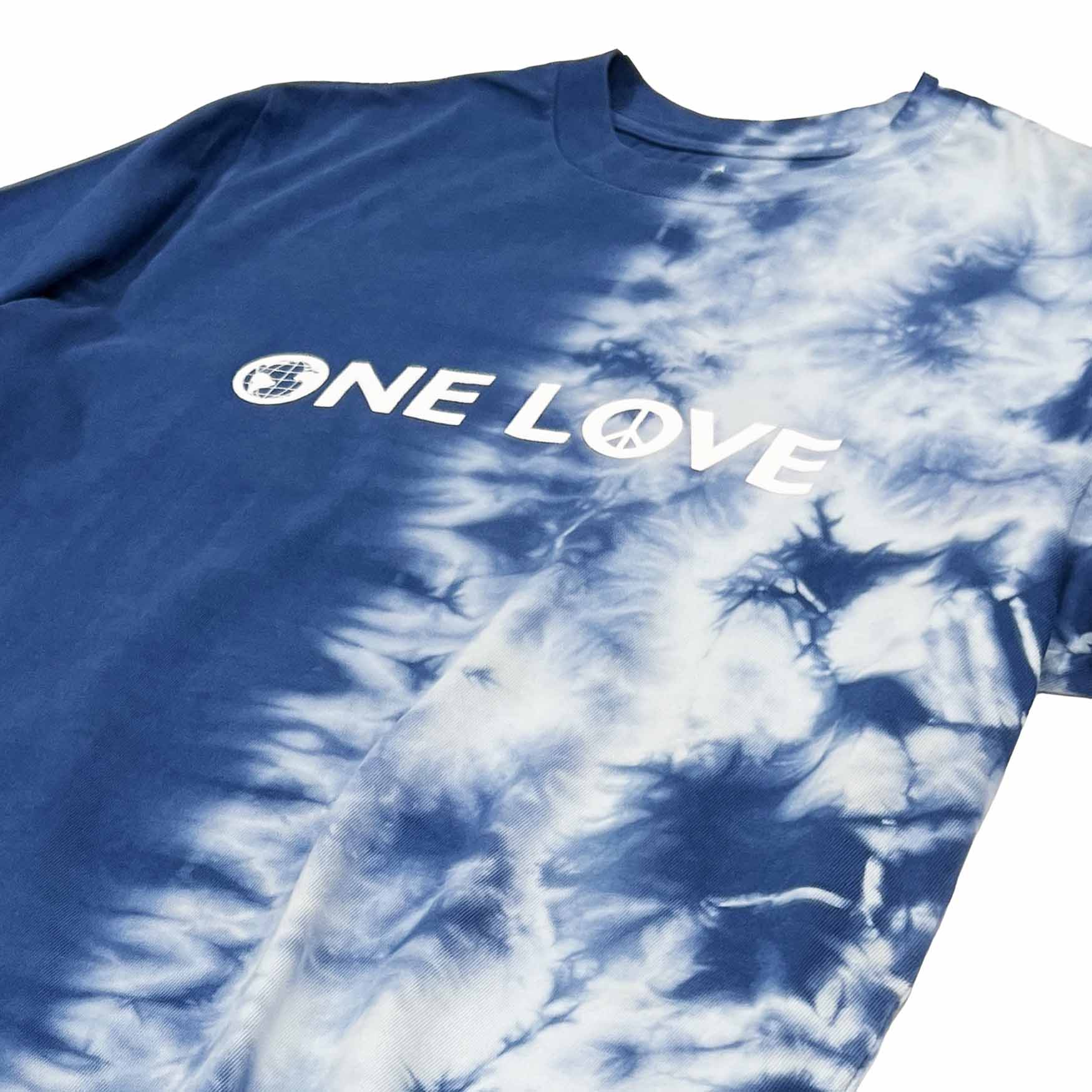 One Love high Density print HALF tie-dye tee