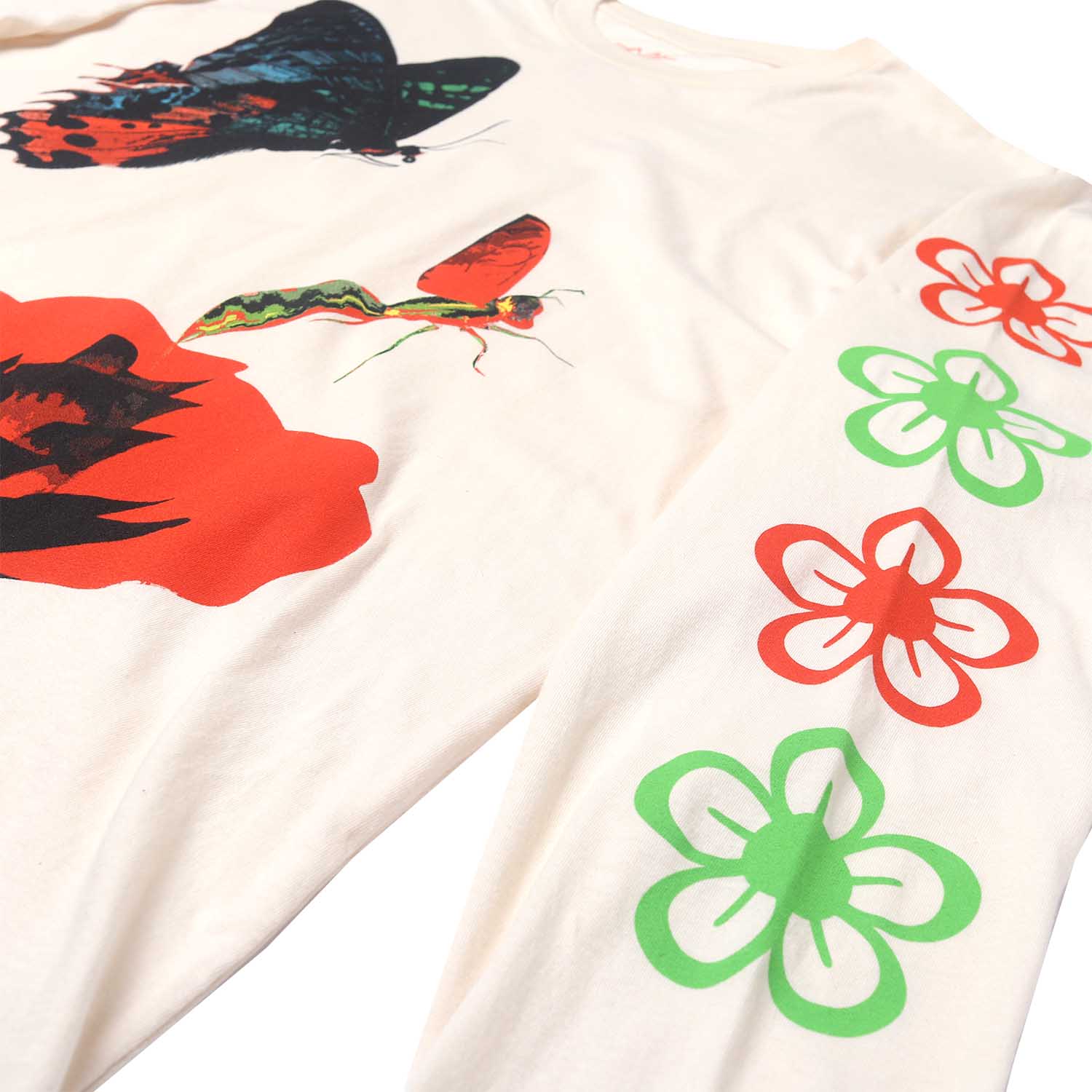 Butterfly Flower Nature L/S tee graphic on front & sleeves