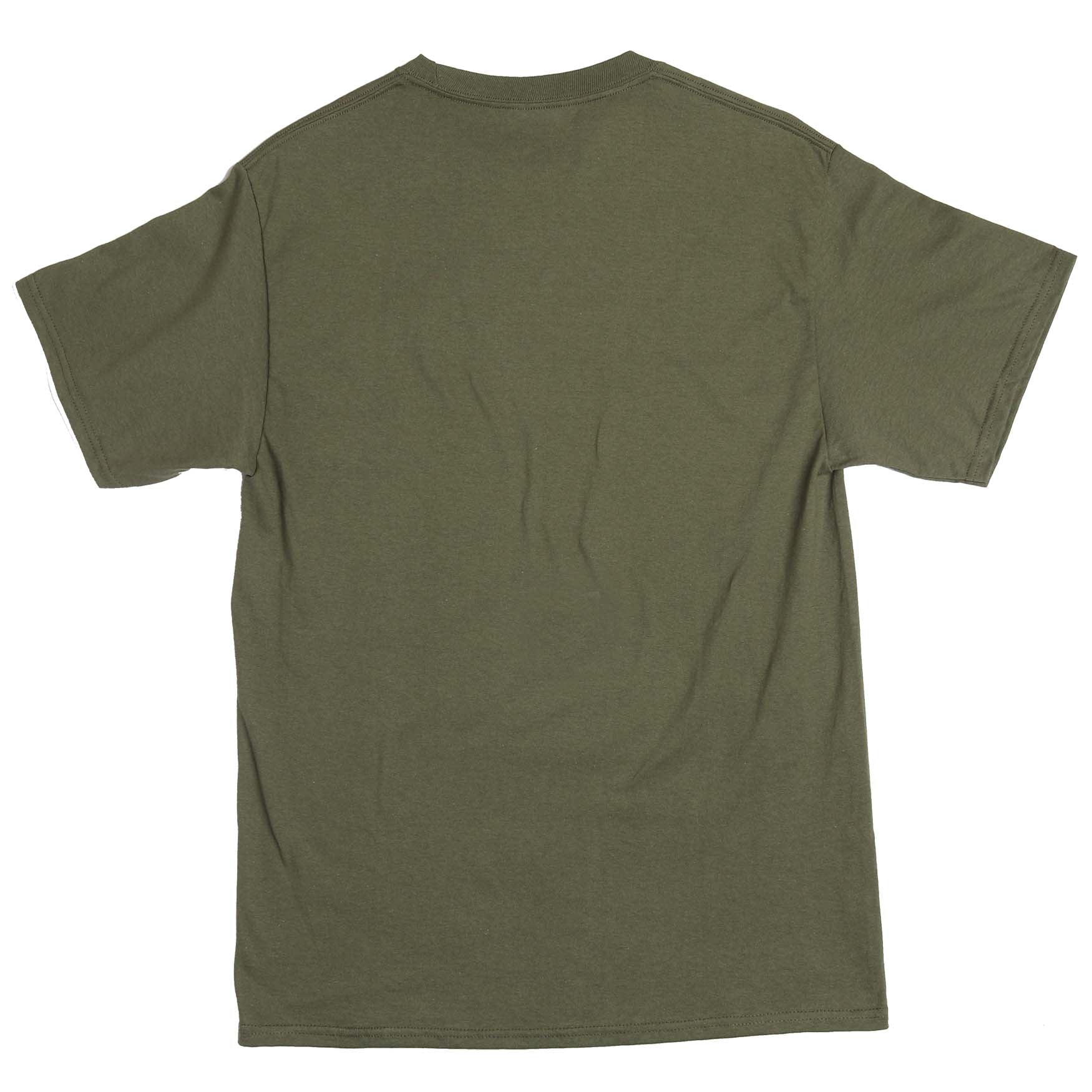 Altru Apparel Men's cotton tee green with mushroom graphics on front plain back